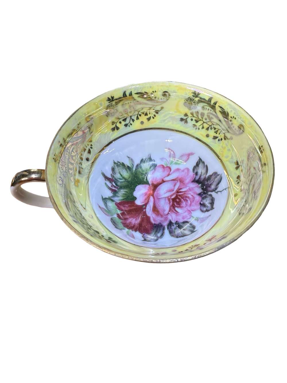 Collingwood Bros Ltd Footed Teacup Pink Rose Yellow Lusterware